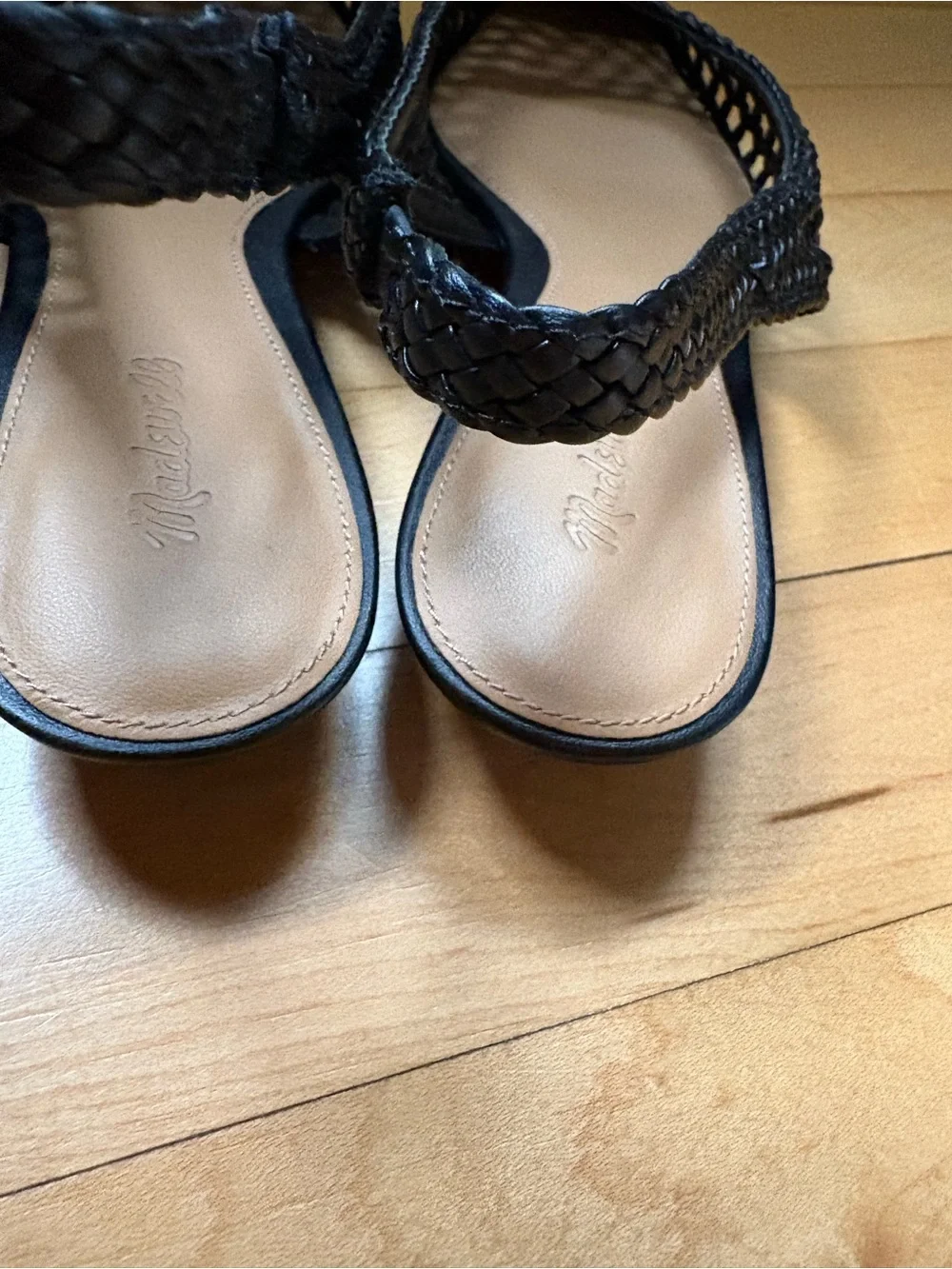 Madewell Black Leather Ophelia Woven Slingback Flats 7 NWOT